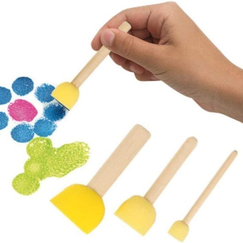Round Sponge Painting Brush Set – 4 Pcs