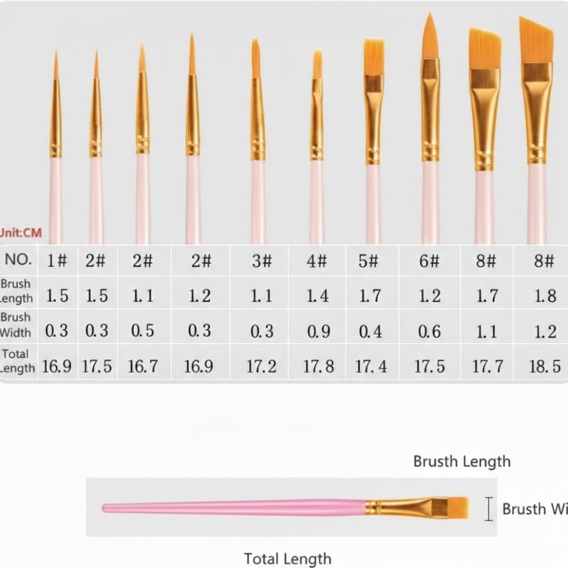Art Brush Set – 9 Pcs, Nylon Bristles