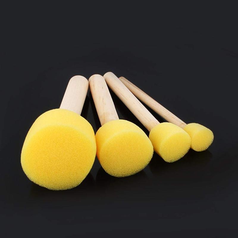Round Sponge Painting Brush Set – 4 Pcs