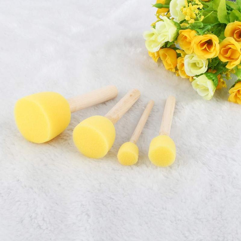 Round Sponge Painting Brush Set – 4 Pcs