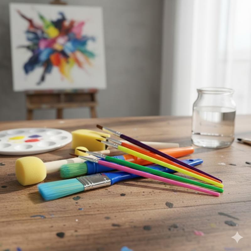 Keep Smiling Art Brush and Sponge Set – Painting and Coloring Tools