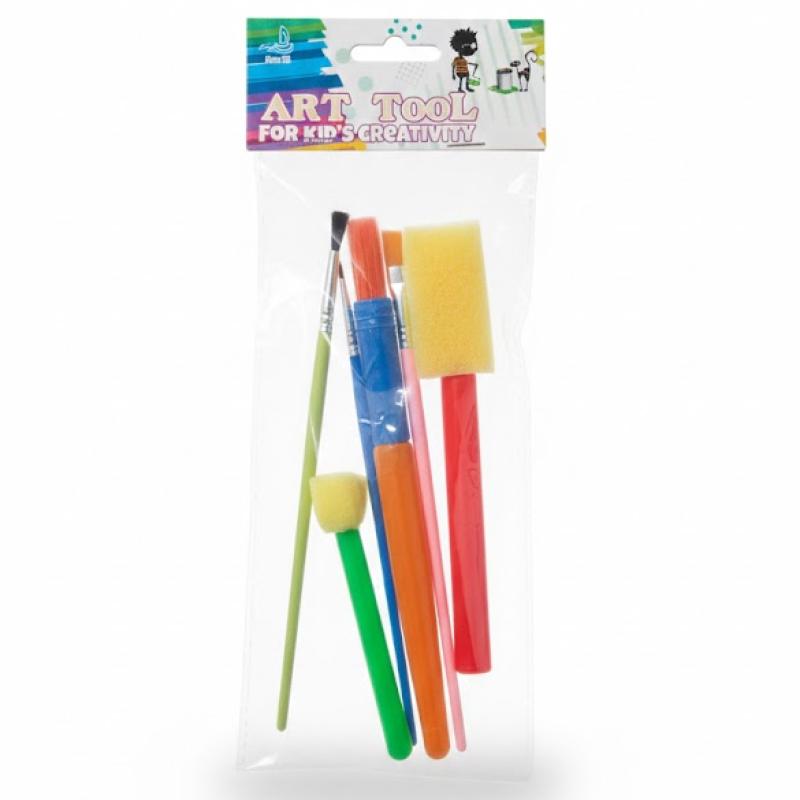 Krafty Kids Paint Brush and Sponge Set – Art Tools for Kids